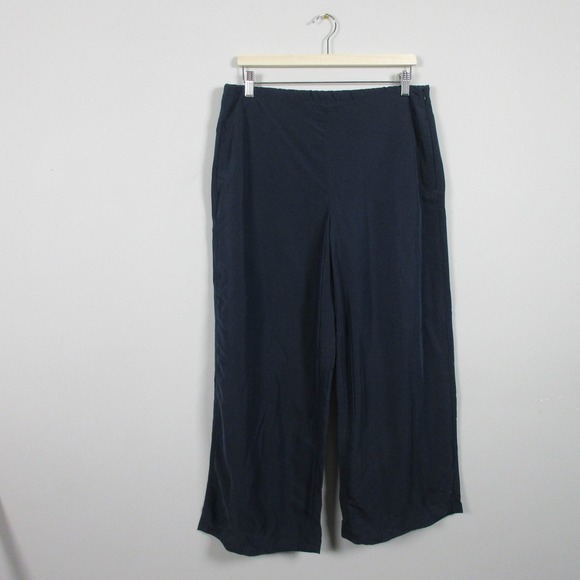 J. Jill Wide Leg Pants Women M Blue Pull On Modal Crop Casual Comfort Boho 264 - Picture 1 of 13